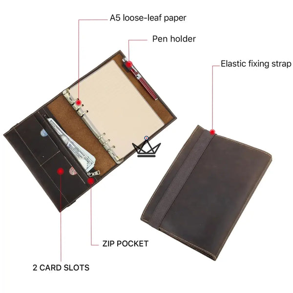 Organiseur Carnet A5 en Cuir Personnalisable - VOYAGEUR Winko
