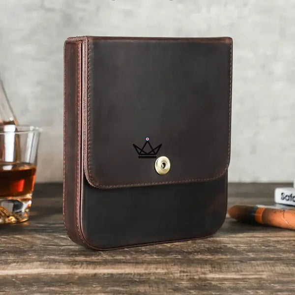 Étui à cigares en cuir personnalisable - Voyageur Quad -  - etui cigare personnalisable - Cadeau, Noël, Anniversaire, Original, Fête des pères, fête des mères - Atelier Atypique