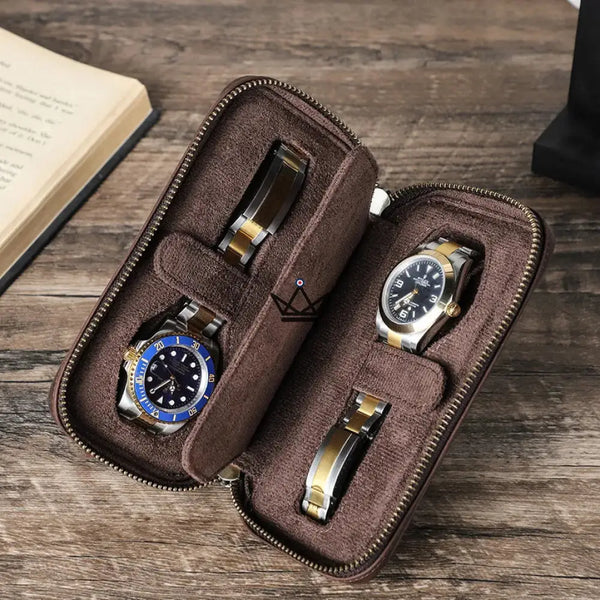 Étui de Voyage en Cuir pour Montres personnalisable – Voyager Keeper - [] - etui montre personnalisable - Cadeau, Noël, Anniversaire, Original, Fête des pères, fête des mères - Atelier Atypique