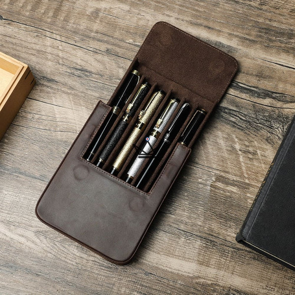 Etui en cuir de luxe pour stylo plume - Magnus (personnalisable) -  - etui stylo personnalisable - Cadeau, Noël, Anniversaire, Original - Atelier Atypique