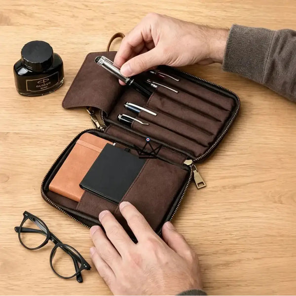 Organiseur de Poche en Cuir - Stylos & carnets personnalisable -  VOYAGEUR Plume
