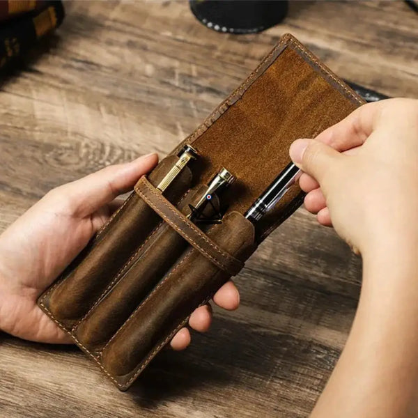 Etui en cuir de luxe pour stylo plume - Voyageur Valet (personnalisable) -  - etui stylo personnalisable - Cadeau, Noël, Anniversaire, Original, Fête des pères, fête des mères - Atelier Atypique