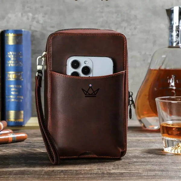 Étui à cigares en cuir personnalisable - Voyageur Sélection -  - etui cigare personnalisable - Cadeau, Noël, Anniversaire, Original, Fête des pères, fête des mères - Atelier Atypique