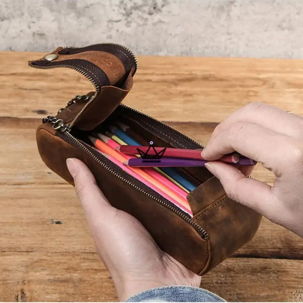 Trousse en Cuir personnalisable - Crayons & stylos- VOYAGEUR Sketch