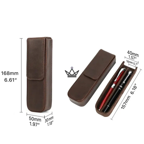 Etui en cuir de luxe pour stylo plume - Magnus (personnalisable) -  - etui stylo personnalisable - Cadeau, Noël, Anniversaire, Original, Fête des pères, fête des mères - Atelier Atypique