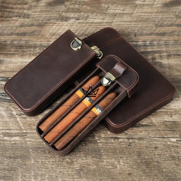 Étui à cigares en cuir personnalisable - Voyageur Slice -  - etui cigare personnalisable - Cadeau, Noël, Anniversaire, Original - Atelier Atypique