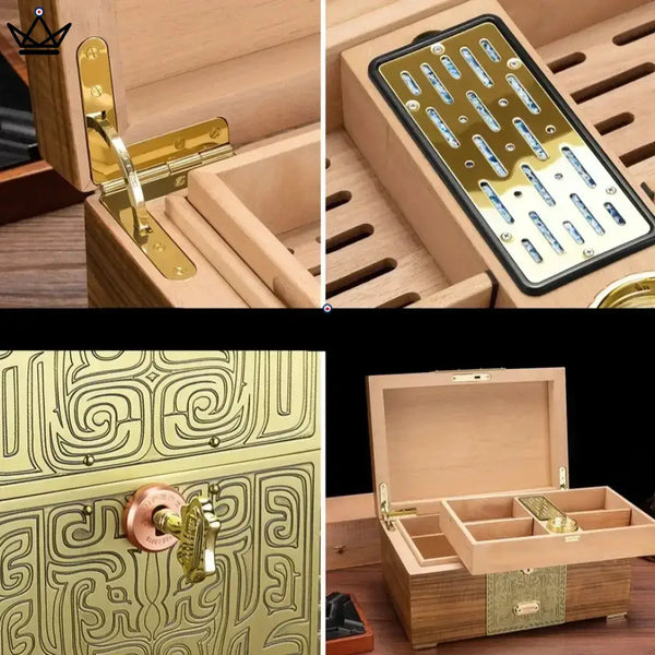 Coffret Héritage de Luxe : Cave à Cigare, Briquet, Coupe-Cigare, Porte-Cigare et Tube à Cigare -  - cave a cigare - Cadeau, Noël, Anniversaire, Original, Fête des pères, fête des mères - Atelier Atypique