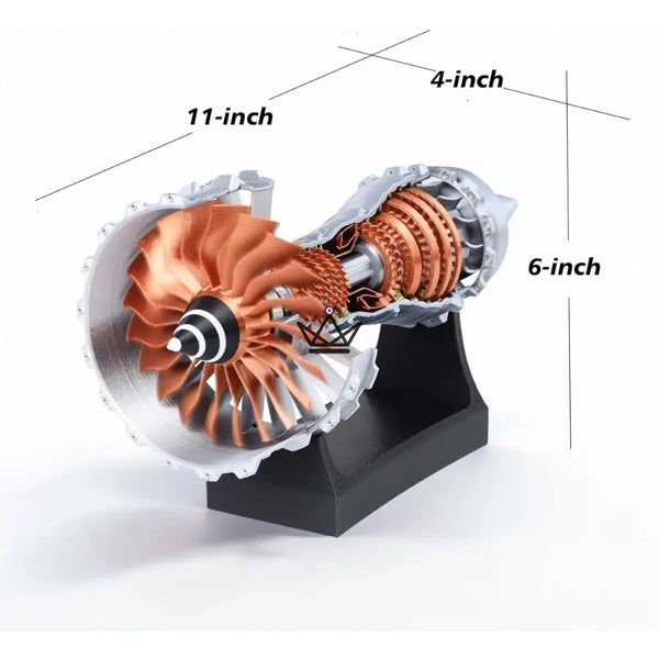 Maquette réacteur d'avion turbofan en coupe, kit 3D - AEROS