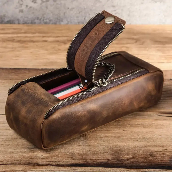 Trousse en Cuir personnalisable - Crayons & stylos- VOYAGEUR Sketch