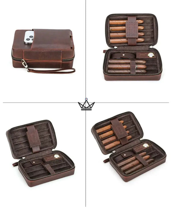 Étui à cigares en cuir personnalisable - Voyageur Sélection -  - etui cigare personnalisable - Cadeau, Noël, Anniversaire, Original, Fête des pères, fête des mères - Atelier Atypique