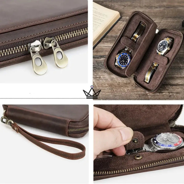 Étui de Voyage en Cuir pour Montres personnalisable – Voyager Keeper - [] - etui montre personnalisable - Cadeau, Noël, Anniversaire, Original, Fête des pères, fête des mères - Atelier Atypique
