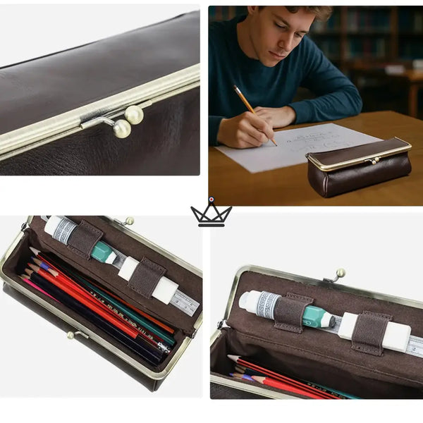 Trousse en Cuir Personnalisable Fermoir Vintage - Voyageur SCRIPT