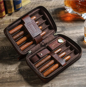 Étui à cigares en cuir personnalisable - Voyageur Sélection -  - etui cigare personnalisable - Cadeau, Noël, Anniversaire, Original, Fête des pères, fête des mères - Atelier Atypique