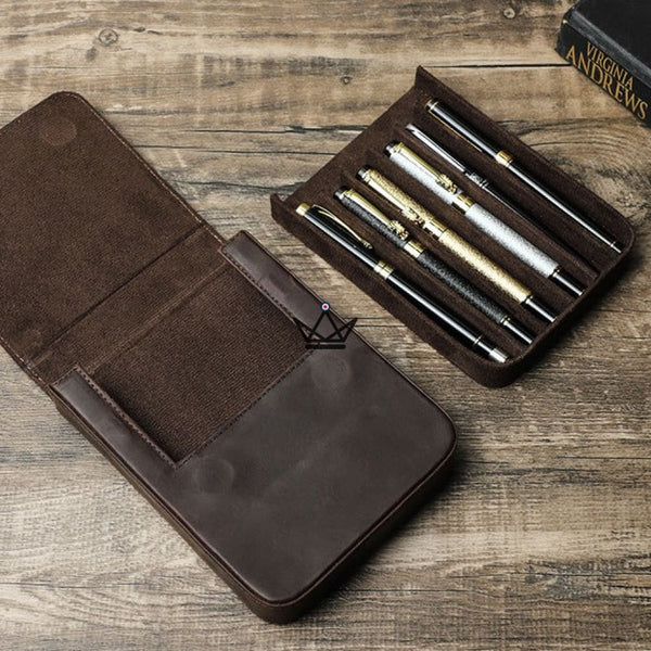 Etui en cuir de luxe pour stylo plume - Magnus (personnalisable) -  - etui stylo personnalisable - Cadeau, Noël, Anniversaire, Original - Atelier Atypique