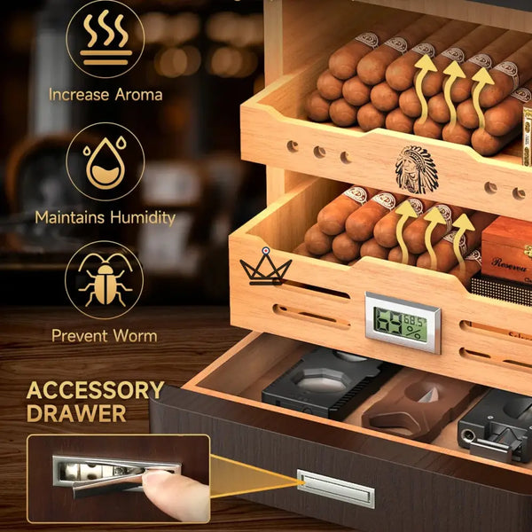 Deluxe Zigarrenhumidor aus Zedernholz – Apache Spirit