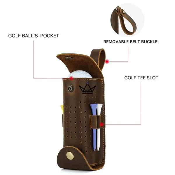 Étui à balle de golf en cuir personnalisable – Voyageur Tee Golf - [] - sac golf personnalisable - Cadeau, Noël, Anniversaire, Original, Fête des pères, fête des mères - Atelier Atypique