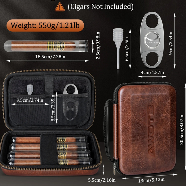 Étui à Cigares en Cuir avec accessoires - Callisto Lux - [] - etui cigare - Cadeau, Noël, Anniversaire, Original, Fête des pères, fête des mères - Atelier Atypique