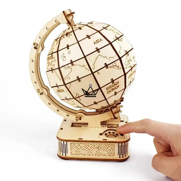 Puzzle 3D en bois globe terrestre sur socle à construire - MÉRIDIEN