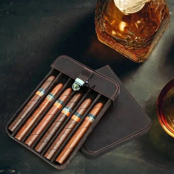 Étui à cigares en cuir personnalisable - Voyageur Slice -  - etui cigare personnalisable - Cadeau, Noël, Anniversaire, Original - Atelier Atypique