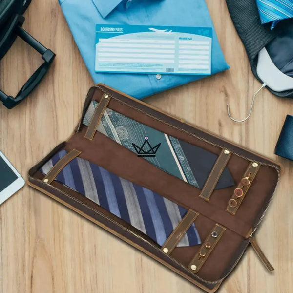 Etui à cravates en cuir personnalisable - Voyageur Windsor - [] - etui cravate personnalisable - Cadeau, Noël, Anniversaire, Original, Fête des pères, fête des mères - Atelier Atypique