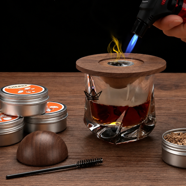 Kit fumoir à cocktails pour arômes fumés — SMOKER, Saturne / Noyer (Bois foncé)