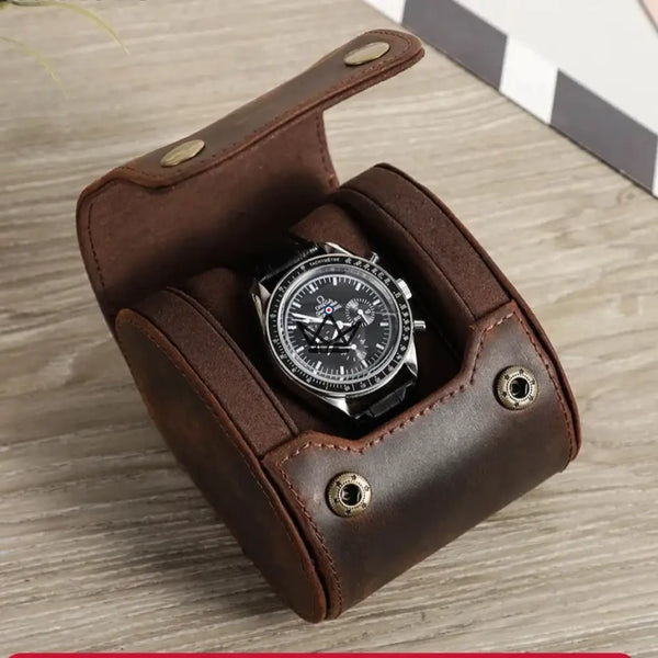 Etui de voyage pour montre automatique en cuir - TimeGuardian (personnalisable) -  - etui montre personnalisable - Cadeau, Noël, Anniversaire, Original - Atelier Atypique