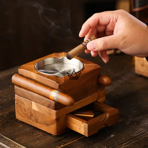 Set Cendrier Cigare - Authentica Wood -  - cendrier - Cadeau, Noël, Anniversaire, Original, Fête des pères, fête des mères - Atelier Atypique