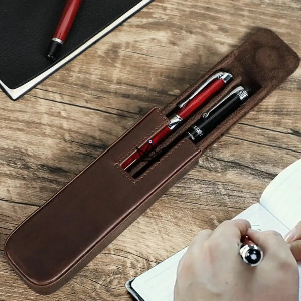 Etui en cuir de luxe pour stylo plume - Magnus (personnalisable) -  - etui stylo personnalisable - Cadeau, Noël, Anniversaire, Original, Fête des pères, fête des mères - Atelier Atypique