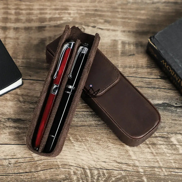 Etui en cuir de luxe pour stylo plume - Magnus (personnalisable) -  - etui stylo personnalisable - Cadeau, Noël, Anniversaire, Original, Fête des pères, fête des mères - Atelier Atypique