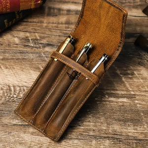 Etui en cuir de luxe pour stylo plume - Voyageur Valet (personnalisable) -  - etui stylo personnalisable - Cadeau, Noël, Anniversaire, Original, Fête des pères, fête des mères - Atelier Atypique