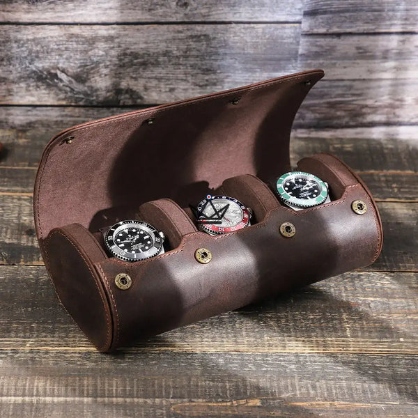 Etui de voyage pour montre automatique en cuir - TimeGuardian (personnalisable) -  - etui montre personnalisable - Cadeau, Noël, Anniversaire, Original - Atelier Atypique