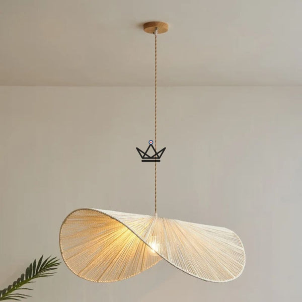 Suspension FOLIA — Rotin Tressé Main, Forme Feuille