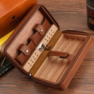Cave à cigare de voyage en cuir - COHIBA STYLE Solo Marron