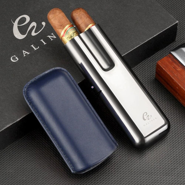 Etui de voyage cuir Savoy Elite - 2 cigares -  - etui cigare - Cadeau, Noël, Anniversaire, Original - Atelier Atypique