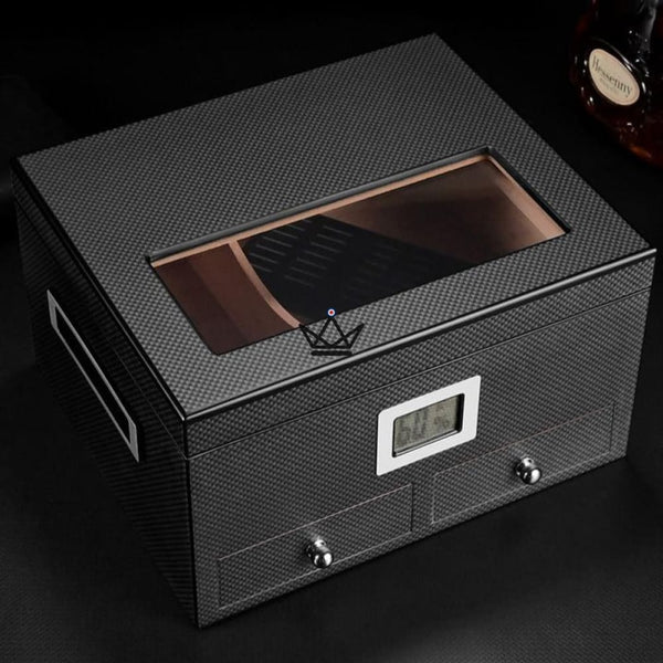 Cave à Cigare -  WINSTON carbon luxe classe vitré