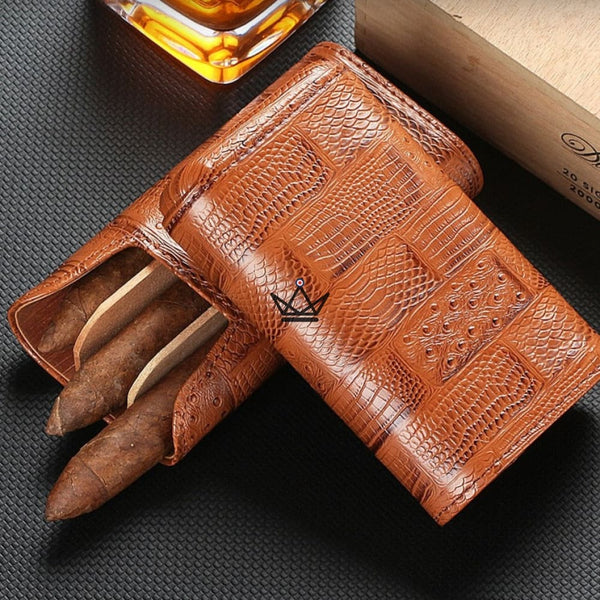 Etui 3 cigare en cuir - Krodilos -  - etui cigare - Cadeau, Noël, Anniversaire, Original - Atelier Atypique
