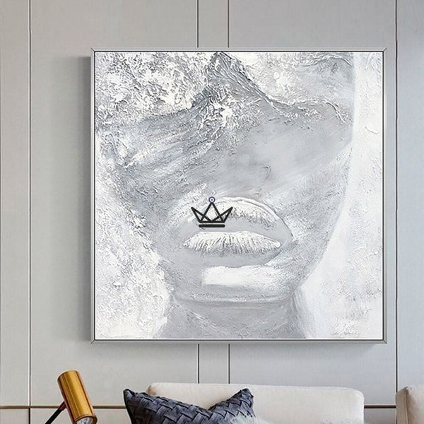 Peinture à l'huile sur toile XXL - Blanc Évocateur -  - toile - Cadeau, Noël, Anniversaire, Original - Atelier Atypique
