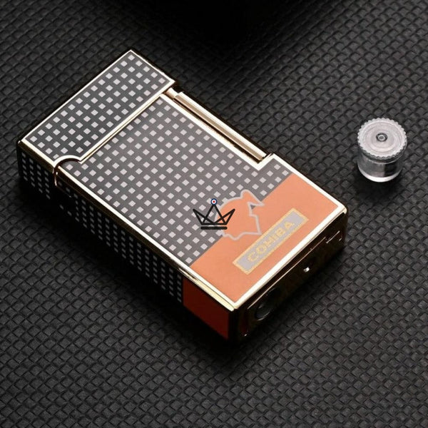 Briquet Chalumeau COHIBA - GAMBIT noir jaune rechargeable silex luxe poinçon classe
