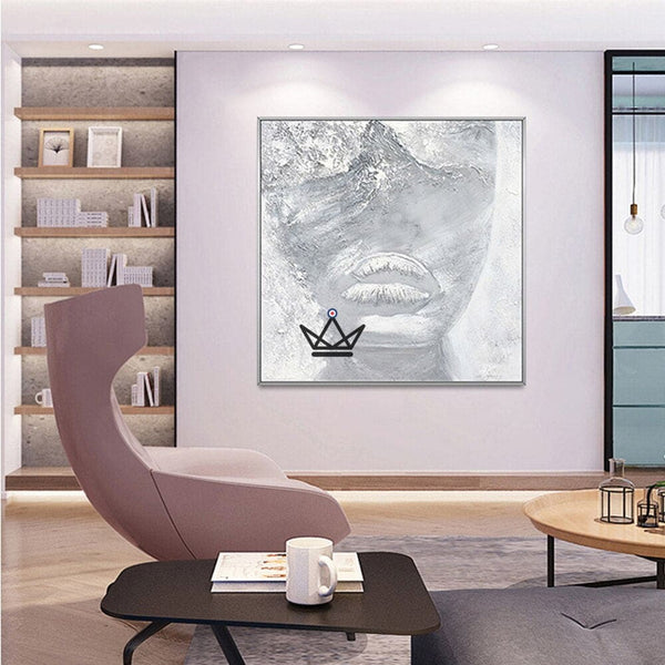 Peinture à l'huile sur toile XXL - Blanc Évocateur -  - toile - Cadeau, Noël, Anniversaire, Original - Atelier Atypique