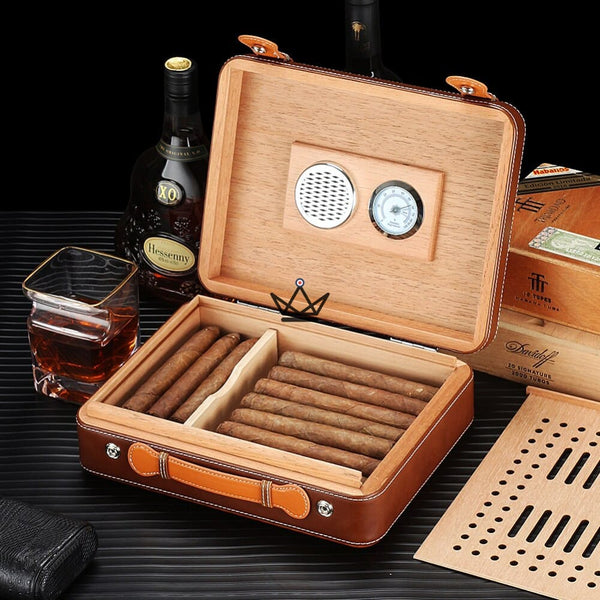 Cave à cigare en cuir de voyage - LOUIS XIII luxe cadeau anniversaire fete des pères marron