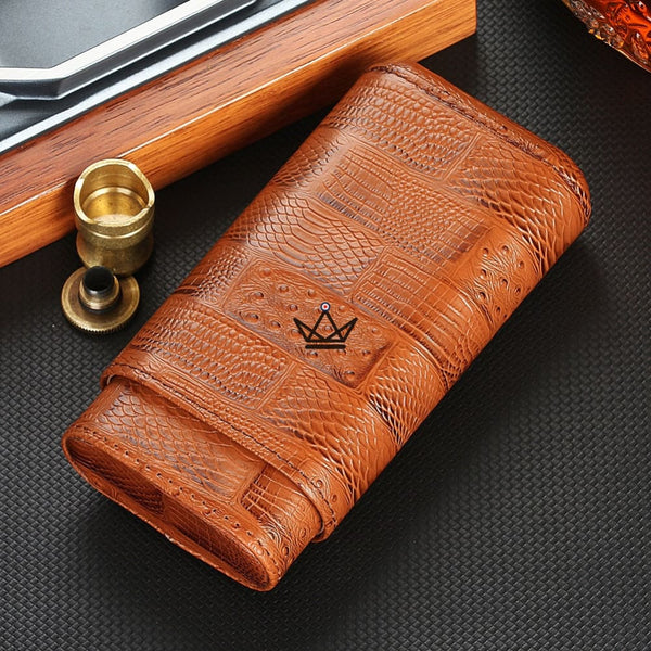 Etui 3 cigare en cuir - Krodilos -  - etui cigare - Cadeau, Noël, Anniversaire, Original - Atelier Atypique