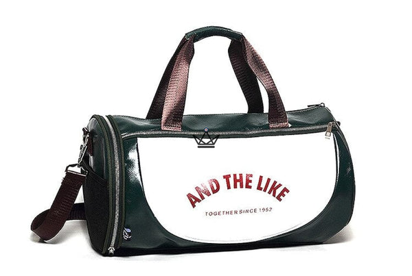 Sac de sport  vintage classique rétro cuir vert blanc