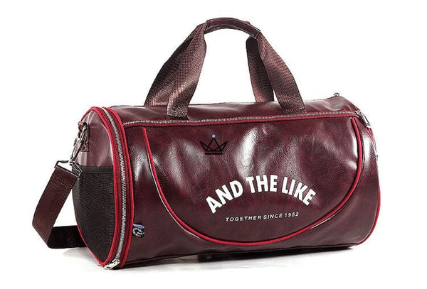 Sac de sport  vintage classique rétro cuir bordeau blanc