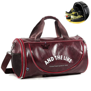 Sac de sport  vintage classique rétro cuir  bordeau
