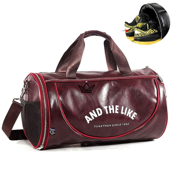 Sac de sport  vintage classique rétro cuir  bordeau