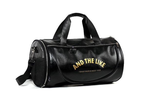 Sac de sport  vintage classique rétro cuir noir et or