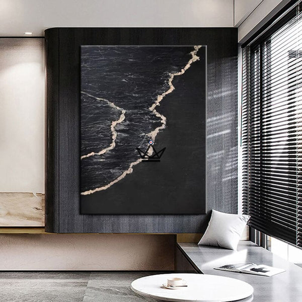 Peinture à l'huile sur toile XXL - Sable Noir -  - toile - Cadeau, Noël, Anniversaire, Original - Atelier Atypique