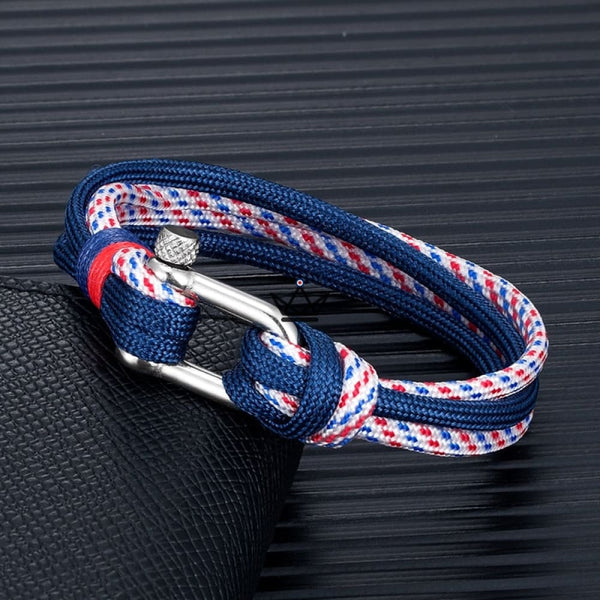bracelet HADOCK maille cordon marin bleu france