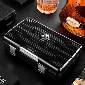 Cave à cigare de voyage - RICK 21 voyage solide hygrometre waterproof noir carbon