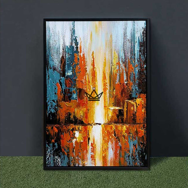 Peinture à l'huile sur toile XXL - Reflets Urbains -  - 0 - Cadeau, Noël, Anniversaire, Original - Atelier Atypique